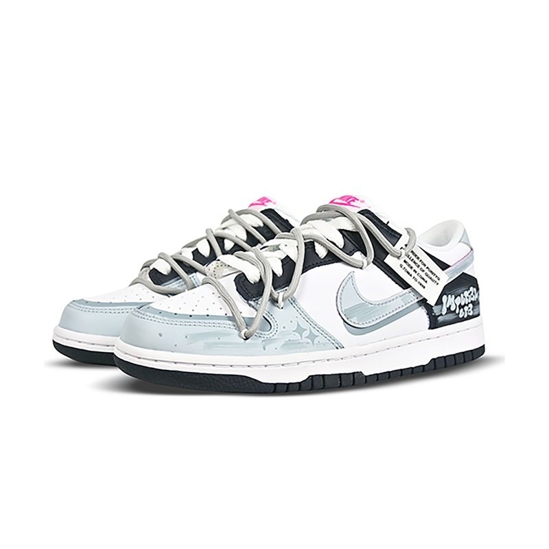 Custom Dunk Shoes Light Blue Black Graffiti Street - Image 3